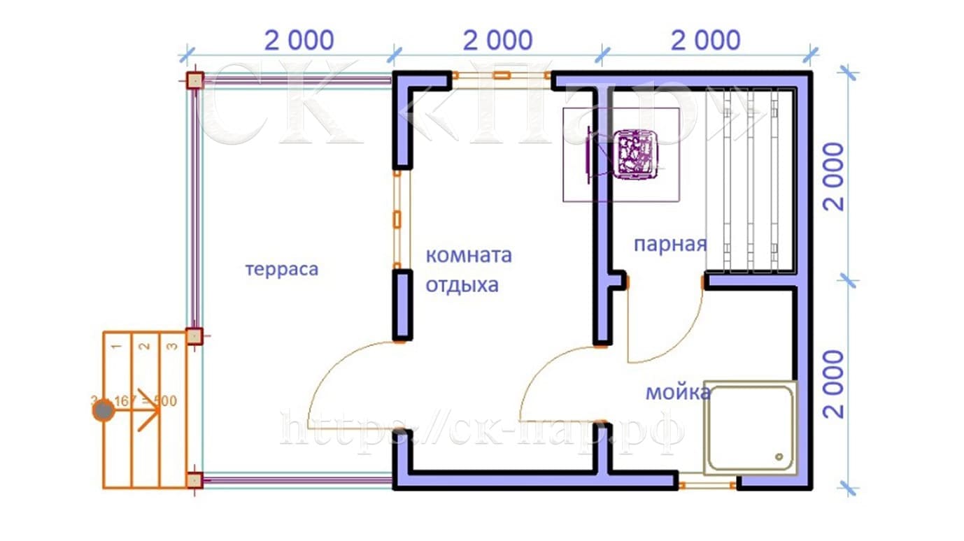 Баня из бруса «Кемерово»